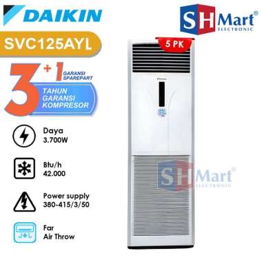 AC FLOOR STANDING DAIKIN 5 PK SVC125AY 3 PHASE MALAYSIA NON INVERTER GARANSI RESMI WIRELESS