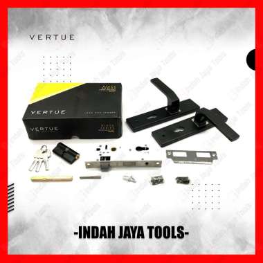 VERTUE Gagang Kunci Pintu Rumah Kamar Set Bodi Isi Besar Hitam - Door Lock Handle Black 21