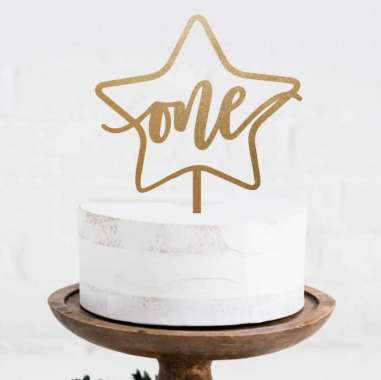 Cake Topper One Birthday | Topper Akrilik | Topper Kue Hiasan Kue 17cm