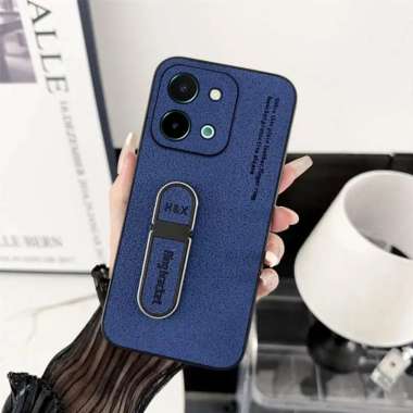 CASING VIVO Y28 CASE KICK STAND LEATHER PREMIUM SOFTCASE VIVO Y28 BIRU