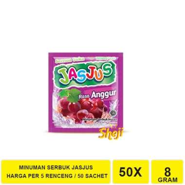 5 RENCENG / 50 SACHET JASJUS MINUMAN INSTAN SERBUK ANEKA RASA JASJUS ANGGUR - 5 RENCENG