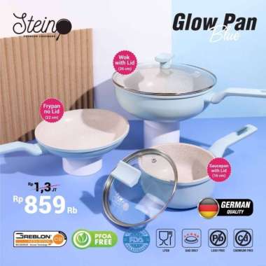 Stein Cookware Glow Pan set 5 in 1 blue series Panci Teflon set Original Baru