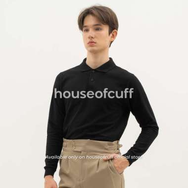 Houseofcuff polo shirt kaos kerah polo lengan panjang slim fit Hitam L