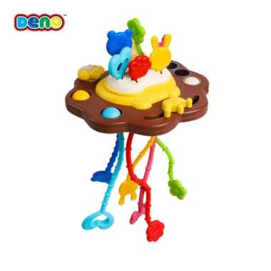 [BISA INSTANT✓] DENO Baby Pull Play Silicone Toys Mainan Anak LION-BROWN