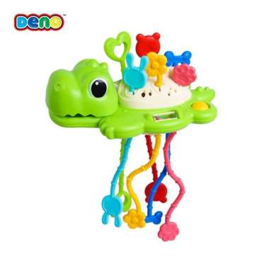 [BISA INSTANT✓] DENO Baby Pull Play Silicone Toys Mainan Anak DINO-GREEN