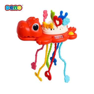 [BISA INSTANT✓] DENO Baby Pull Play Silicone Toys Mainan Anak DINO-RED