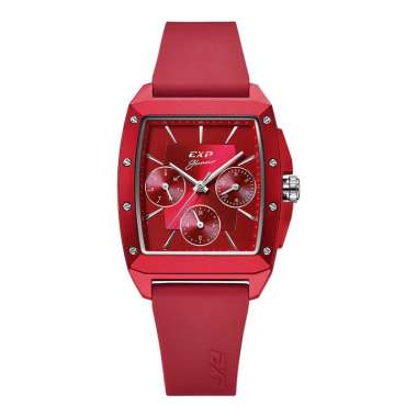 Jam Tangan Wanita Expedition Glamour E 6636 BF RSSREAL Ladies Red Dial Red Rubber Strap