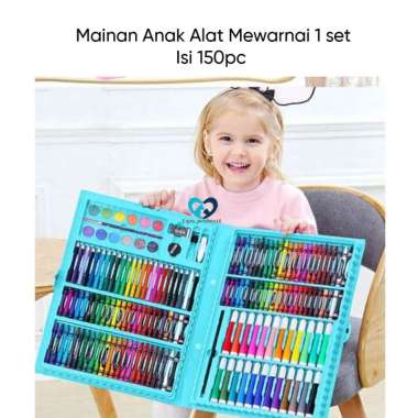 Alat Mewarnai Lengkap Crayon Set 150 Pcs / Pensil Warna Lengkap Alat Lukis Anak Krayon Anti Air