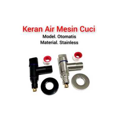 Keran Air Mesin Cuci Otomatis Stainless Stop Kran Tembok Taman Anti Jatuh Hitam