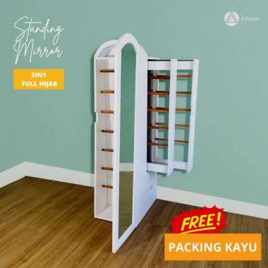 Adapta - Standing Mirror 3in1 Full Hijab Kaca Atas Oval -Standing Mirror Full Hijab Dengan Lampu LED