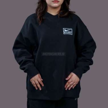 NIKE X STUSSY WASH BLACK FLEECE CREWNECK (100% AUTHENTIC) L