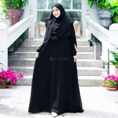 Alsyahra Exclusive Gamis Abaya Anatolia Sifon Silk Jetblack M-L