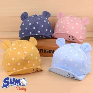Topi bayi korea polkadot / topi import anak bayi / baby baseball cap Kuning