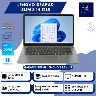 LAPTOP BARU LENOVO IDEAPAD SLIM 3 14 INTEL CORE I3-1215U RAM 8GB DDR4 SSD 256/512GB NVME 14INCH FHD