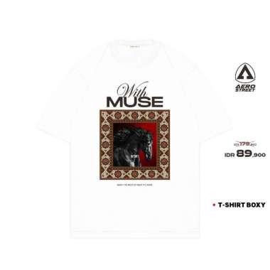 Aerostreet T Shirt Boxy With Muse Putih Kaos T Shirt FBDAA M