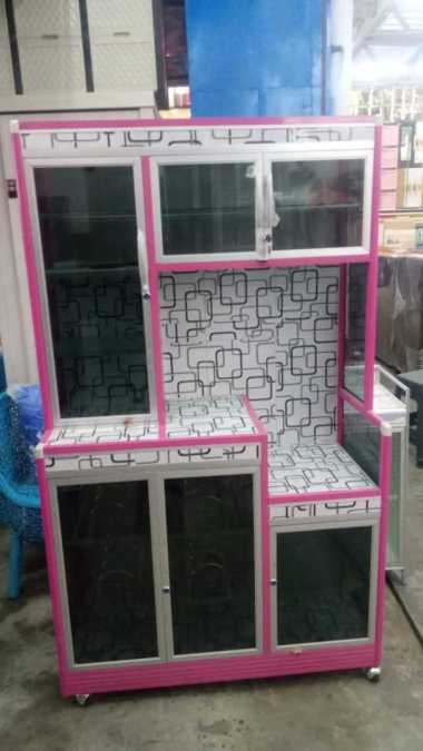 RAK PIRING ALUMUNIUM KACA RODA RAK SAYUR ALUMUNIUM RODA KACA FREE ONGKIR SERANG KOTA PINK