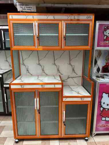 RAK PIRING ALUMUNIUM KACA RODA RAK SAYUR ALUMUNIUM RODA KACA FREE ONGKIR SERANG KOTA GOLD