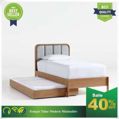Tempat Tidur sorong minimalis modern kayu jati 140x200