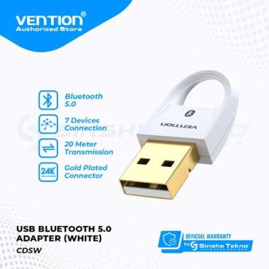 VENTION USB Bluetooth 5.0 Dongle Adapter Small Design High Speed CDS White
