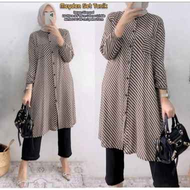 Emily Set Long Tunik - One Set Wanita Kekinian Rayon Premium Baju Setelan Wanita Celana Kulot Polos