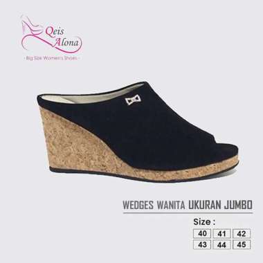Sandal Wanita Warna Hitam Big Size 40 41 42 43 44 45 Sendal Selop Wedges Pesta Cantik Ukuran Jumbo 4