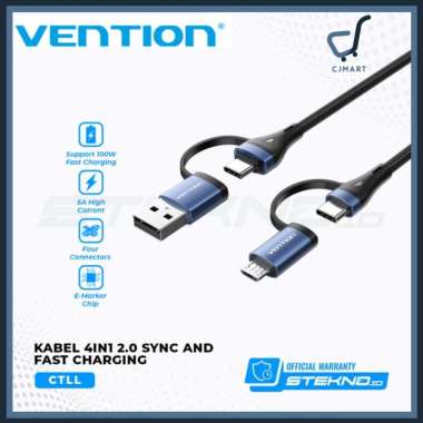 Vention Kabel Data 4in1 USB A Type C to Type C Micro 5A Fast Charging 2 Meter