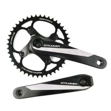Crank Single Strummer CW7 44T BCD 104 Arm 165 Hitam Crankset BMX Fixie Minion