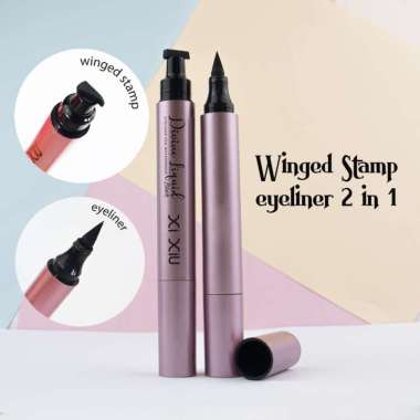 XI XIU DIVINE LIQUID EYELINER PEN WATERPROOF BLACK WITH STAMP -Eyeliner Spidol+Stamp