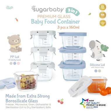 Sugar Baby Premium Glass Jar Baby Food Container 3 pcs BPA FREE / Peralatan Makan Bayi MPASI / Wadah