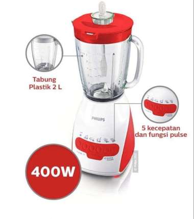 BLENDER PHILIPS HR-2116 / hr2116 / HR 2116 , GELAS KACA 2 LITER Merah