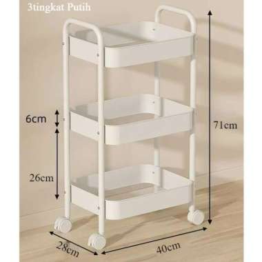 Rak Besi (3 tingkat) Penyimpanan Rak Bertingkat Rak troli Rak Baja Karbon Rak Multifungsi Kuat Rak K