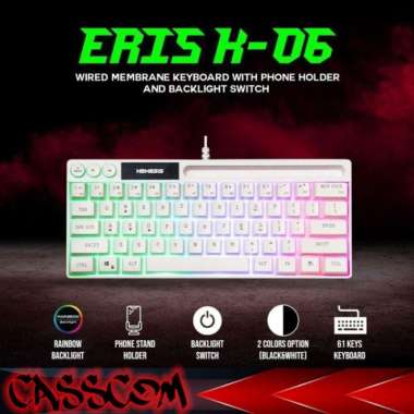 NYK Nemesis K-06 Eris With Holder Keyboard Gaming 61% Wired Membrane NYK K06 Backlight Switch Black