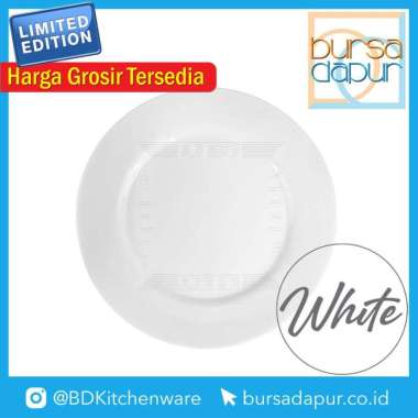 Limited Edition Porcelain White Plate Rim 22 cm / Piring Lis 22 cm 6 pcs