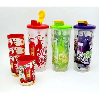 TEKO WATER JAR BERANAK MOTIF BUAH/TEKO BERANAK BIGGY 5IN1 MERAH+BUBBLE