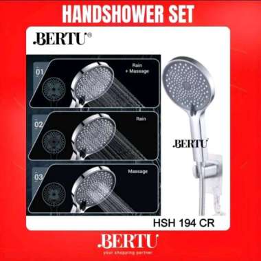 SHOWER SET HANDSOWER MANDI HAND HEAD KEPALA AIR PLASTIK 3 MODE RAIN SPRAY ABS FLEKSIBEL HOSE STAINLE