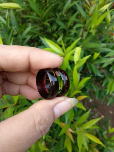 Cincin AKAR BAHAR MERAH KRISTAL tembus cahaya