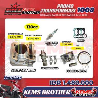 Paket Blok Casting Iron & Noken As Original BRT Bore Up 130cc & 150cc - Mio J, Soul GT, X-Ride, Fino
