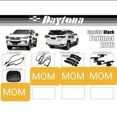 Paket garnish lampu + handle outer pintu tank Black Fortuner Vrz TRD