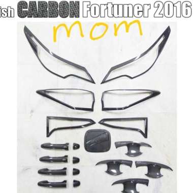 Paket garnish lampu + handle outer pintu tank carbon Fortuner Vrz TRD