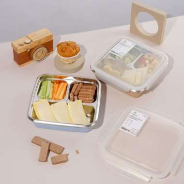 Huggy Baby Stainless Steel Lunch Box | Kotak Makan Anak Bayi BLUE KM02 850ml