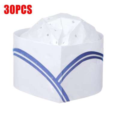 30pcs Topi Koki Viscose/ Chef Hat Paper/Topi Koki Kertas Klasik 29 Cm Biru