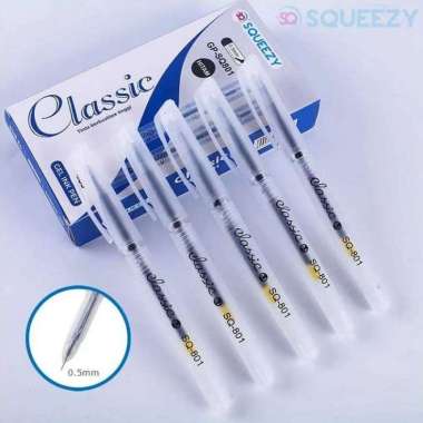 Pulpen Gel Squeezy Classic 0.5mm Hitam GP-SQ801 Satuan
