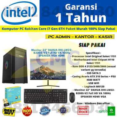 PC CPU KOMPUTER RAKITAN CORE i7 GEN 6 MURAH Siap Pakai CORE i7-6700 RAM 8GB/ 128GB SSD + Monitor SPC