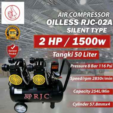 Kompresor Oilless 2hp 50 Liter 1500w Silent Compressor listrik 2 hp oiless RJC