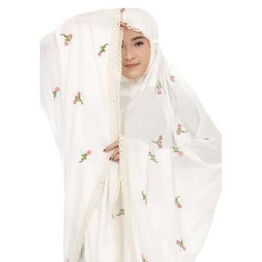 MUKENA MUKENAH JUMBO DEWASA BORDIR VINCA PUTIH TULANG