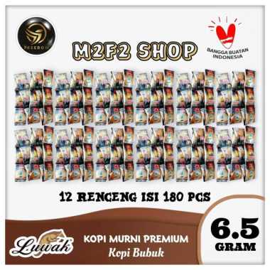 Luwak Kopi Bubuk Hitam Murni Premium | GT Sachet - 6,5 gr (Kemasan 12 Renceng)