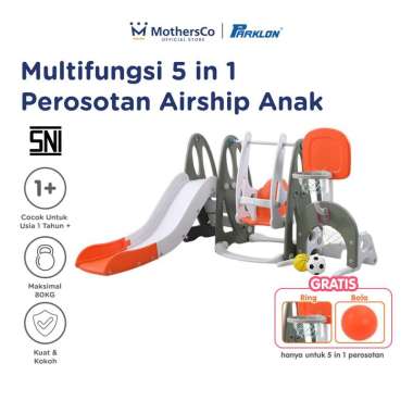 Parklon Multifungsi 5 in 1 Perosotan Anak Dengan Ayunan Ring Basket Gawang Sepak Bola | Perosotan Ai