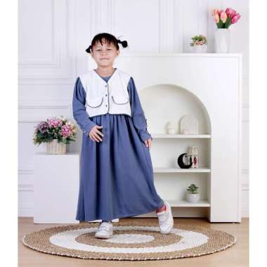 Dungdungkids Gamis Anak Elodia Knitt Rompi 3 - 12 Tahun S Denim