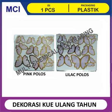 DEKORASI KUPU KUPU TOPPER KUE ULANG TAHUN KUPU-KUPU PINK POLOS