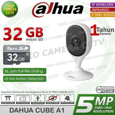 CCTV WIFI INDOOR DAHUA CUBE 5MP KAMERA CCTV PINTAR BERSUARA INFRARED MEMORI 32GB